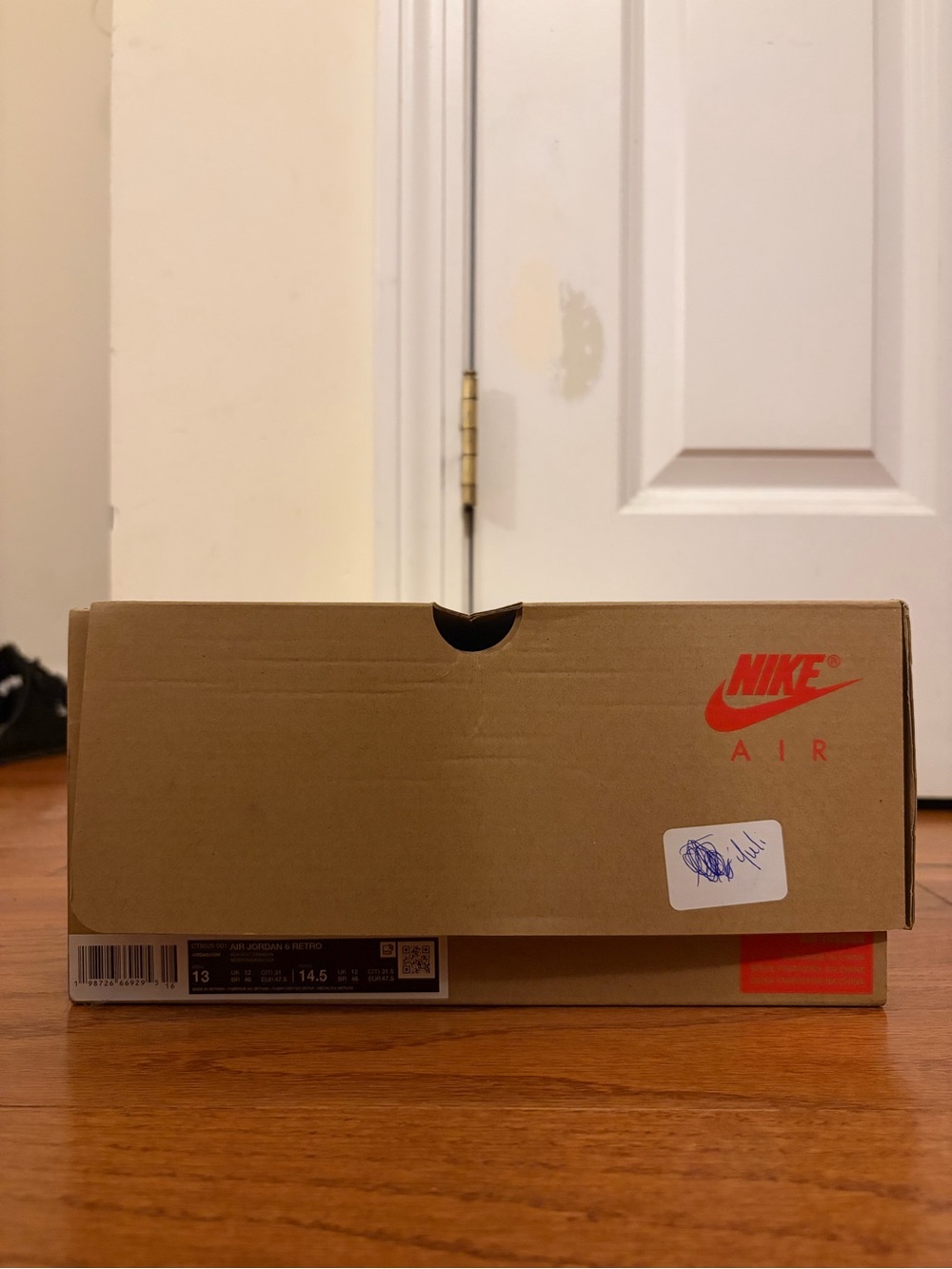 Jordan Sneaker Box with Red Nike Air Logo